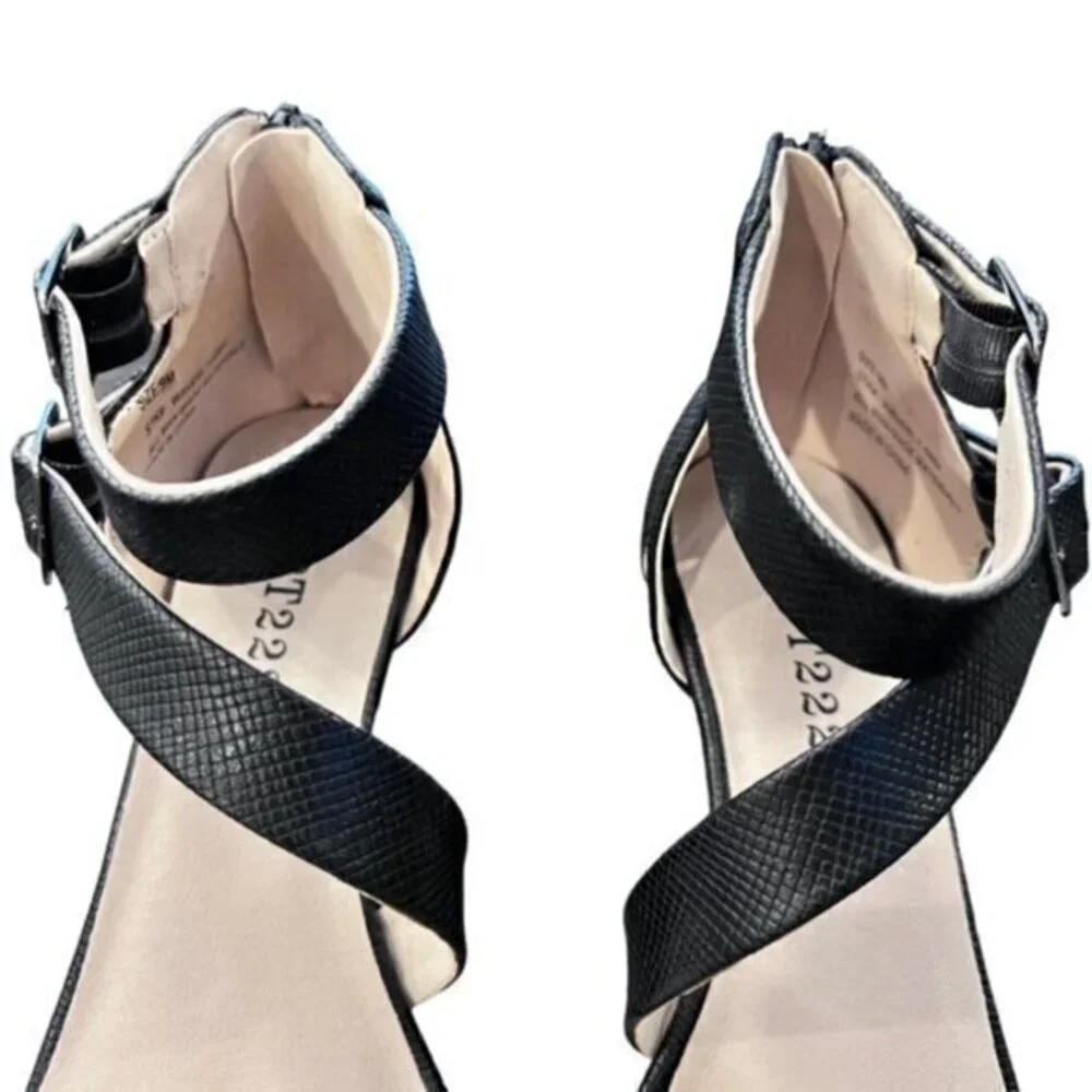 Dept 222 Womens Ankle Strap Wedge Sandal Snakeskin Waverly Size 9M Dressy Preppy